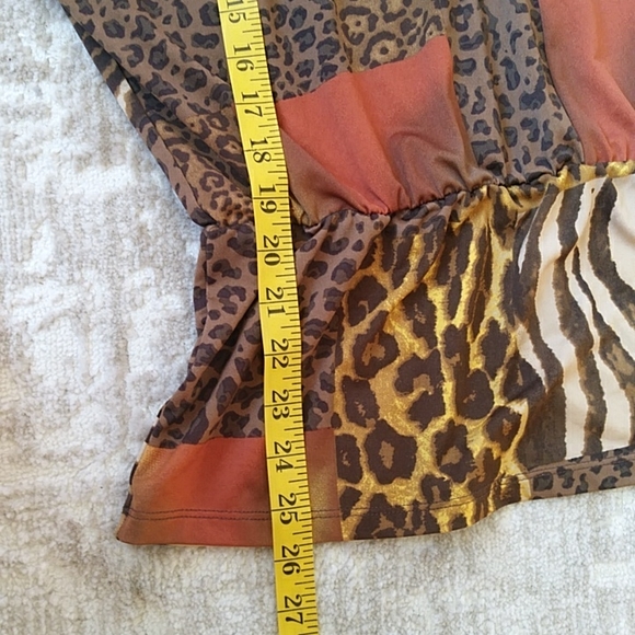 Zac & Rachel Animal Print Top Medium Brown Burnt Orange - Picture 13 of 13